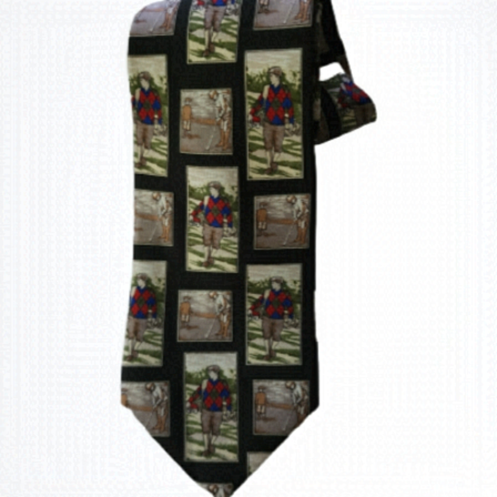 Gant ties colour green red vintage golf themes